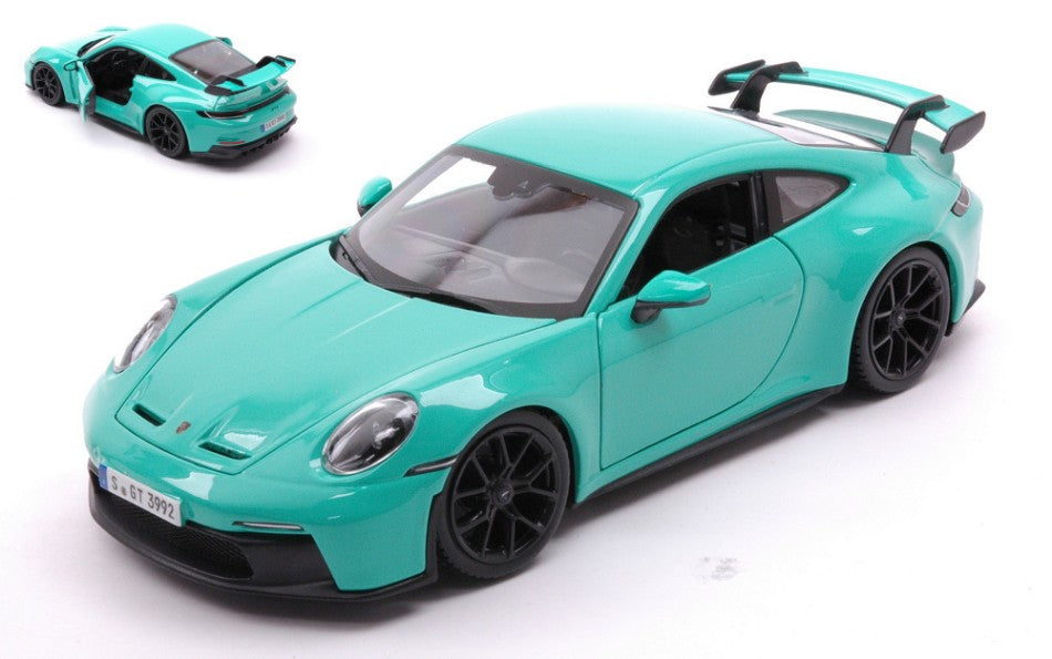 MODELLINO IN SCALA COMPATIBILE CON PORSCHE 911 GT3 2021 ACQUAMARINE 1:24 BURAGO BU21104T