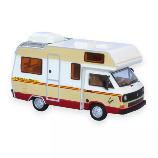 VW T3 Gipsy camping car, blanc/beige clair/rouge, 1983 - Brekina 33976 - HO 1/87