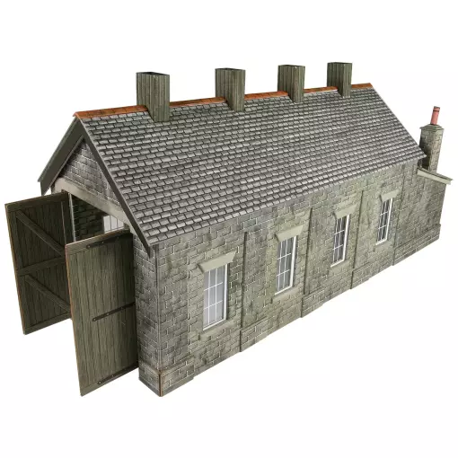 Hangar à locomotives à voie unique en pierre - Metcalfe PO332 - OO/HO