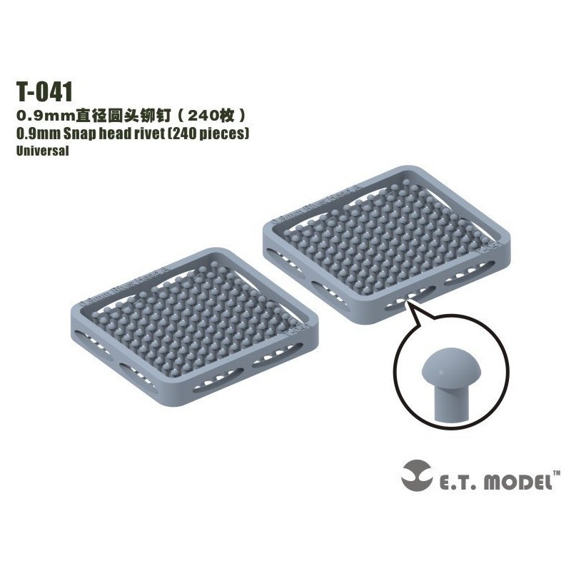 Rivetto a scatto da 0,9 mm (240 pezzi). E.T. MODEL T-041