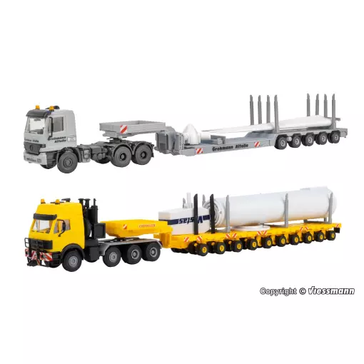 Convoglio di camion per turbine eoliche KIBRI 13520 - HO 1/87