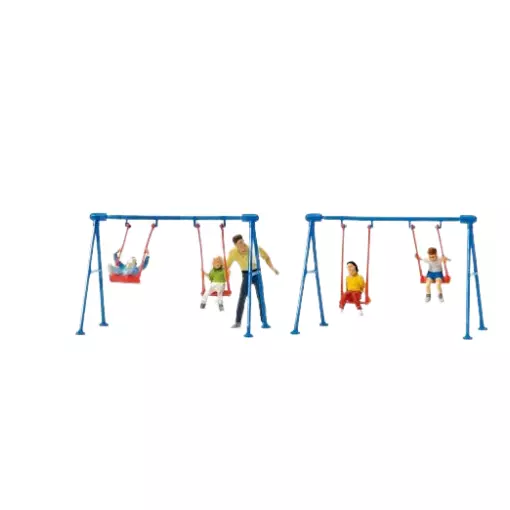 Confezione di figure con bambini e altalena - Preiser 10630 - HO 1/87