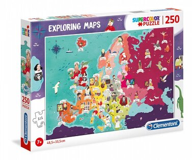 Clementoni Puzzle 250 pezzi Mappa - Europa: personaggi