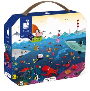 Janod Puzzle per bambini Il mondo sottomarino in valigia 100 pezzi