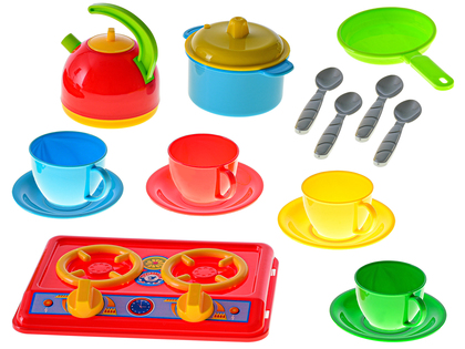 Fornello da cucina con 11 stoviglie