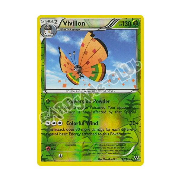 017 / 146 Vivillon (arancione) rara foil reverse (EN)