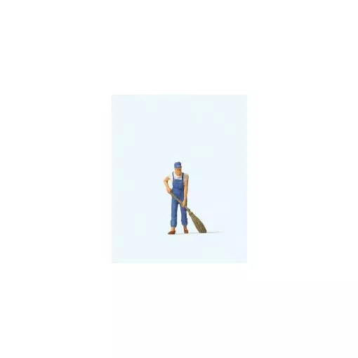 Personaggio che spazza il pavimento