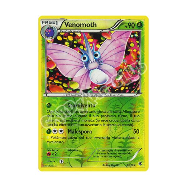 002 / 119 Venomoth rara foil reverse (IT) -NEAR MINT-
