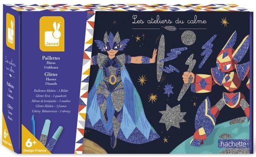 Janod Atelier Deco Sabbia Colorata con Glitter Eroi dai 6 Anni