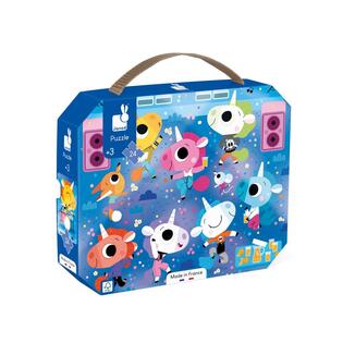 Puzzle Janod in una valigia Unicorno al concerto 24 pezzi