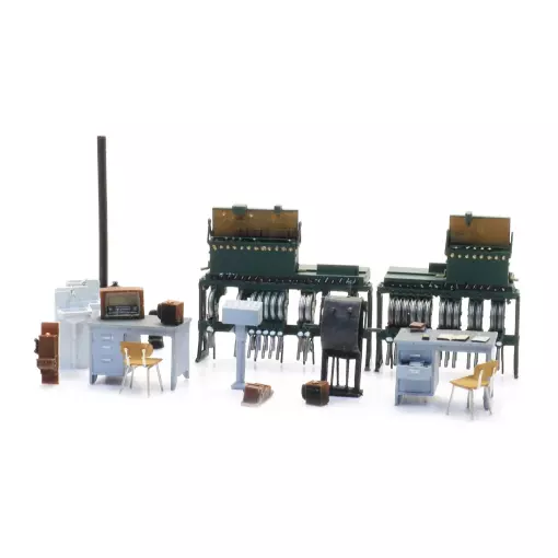 Intérieur de Poste d'Aiguillage + Banc de Leviers - Artitec 387.536 - HO 1/87