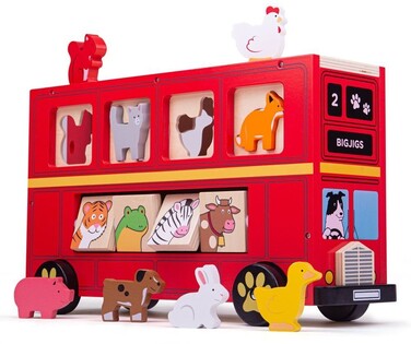 Bigjigs Toys Autobus in legno con animali
