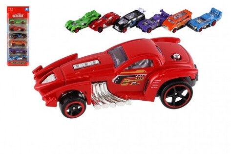Auto da corsa 6 pezzi metallo/plastica 8cm a movimento libero 10,5x27,5x4cm