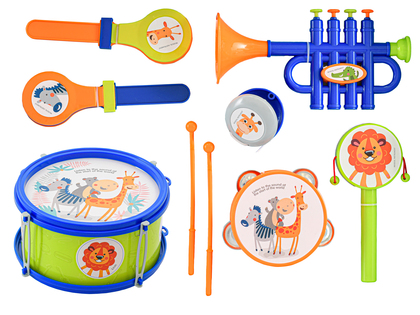 Set di 7 strumenti musicali con bacchette