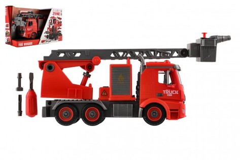 Auto pompieri a frizione plastica 36 cm spruzza acqua, a carica a batteria con suono e luce.