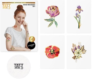 TATTonMe Tatuaggi metallici per donne Bouquet set Gold