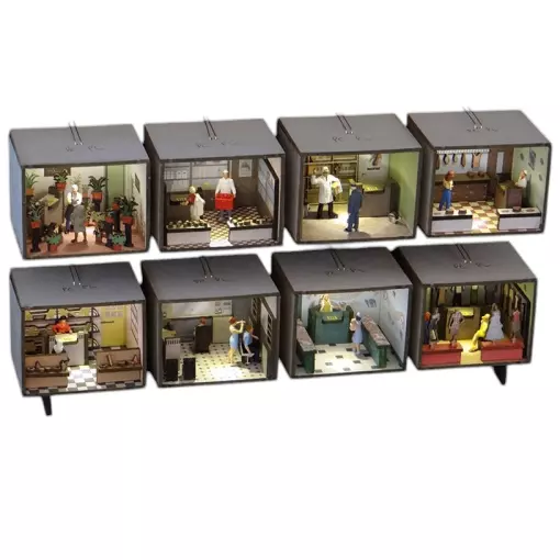 8 Petites boutiques aménagées et éclairées - Régions et Compagnies AME014 - HO 1/87