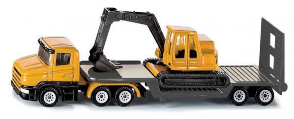 SIKU Blister - Trattore con pianale ribassato ed escavatore