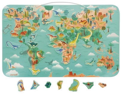 Janod Gioco Magnetico Mappa Dinosauri del Mondo Dino 50 pz magneti