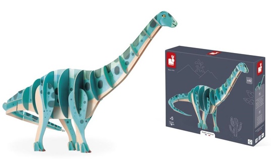 Janod Puzzle 3D in legno Dinosauro Diplodocus Dino 42 pezzi