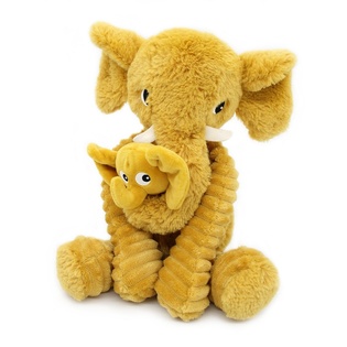 Ptipotos Elefante di peluche Dimoitou senape - mamma con bambino