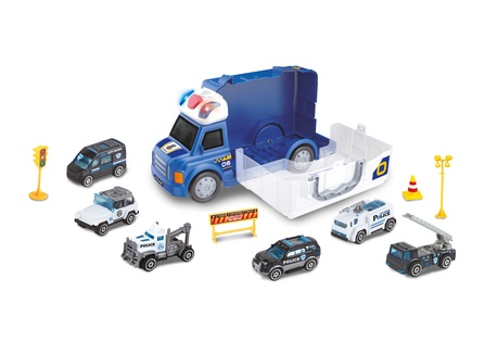 Auto della polizia con effetti e 6 piccole auto