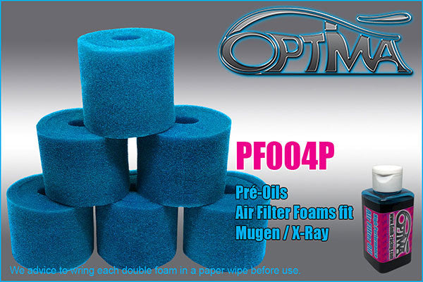 6Mik Filtro aria in schiuma blu Mugen/X-Ray pre-oliato (x6) PF004P