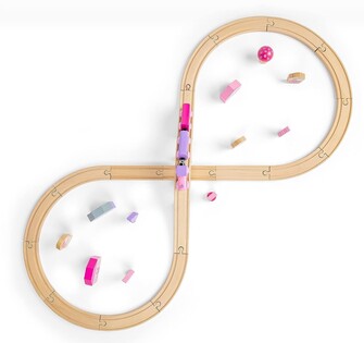 Bigjigs Rail Figura otto in legno, binario del treno per principesse, 35 parti