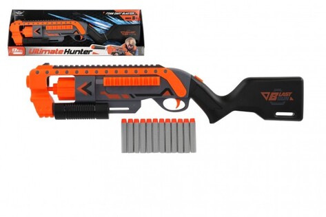 Pistola a proiettili in schiuma 57cm plastica + 12 pezzi di proiettili in scatola 58x20x7cm