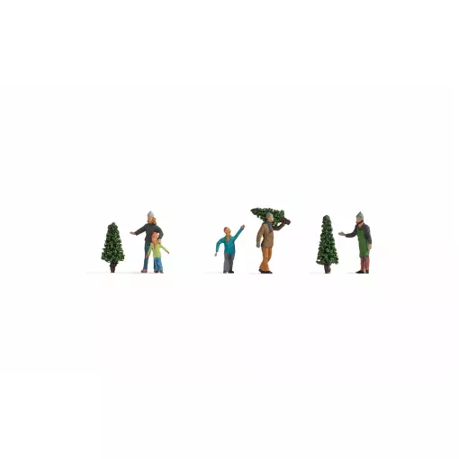 Vendeur et acheteurs de sapins de Noël - Noch 36927 - Echelle N 1/160