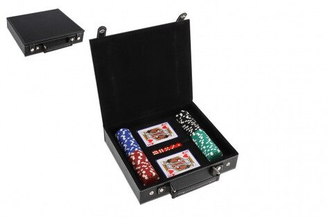 Set poker 100 pz + carte e dadi, in astuccio, 28x25x8cm