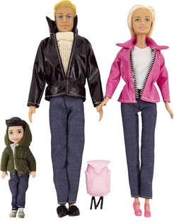 Bambola con una figura di 30 cm e un bambino - Famiglia in plastica non snodata