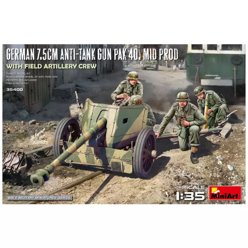 Cannone anticarro tedesco pak 40. medio prod. con equipaggio di artiglieria da campo - MiniArt 550035400 - 1/35