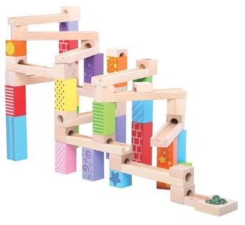 Bigjigs Toys Pista per palline in legno colorata
