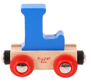 Binari del treno in legno Bigjigs Rail Wagon - Lettera L