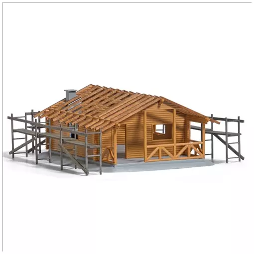 Cabane en rondins en construction - Busch 1855 - HO 1/87