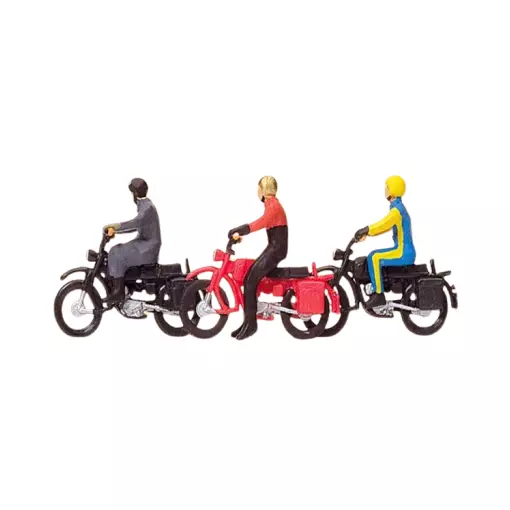 Confezione di 3 motociclisti su Ercole - Figurina - PREISER 10081 - Scala HO : 1/87th