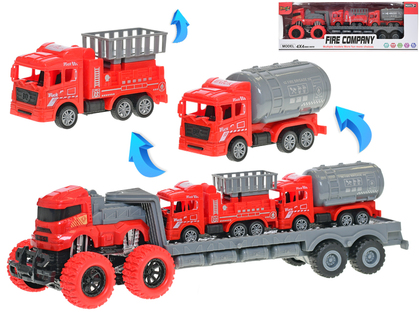 Trattore con rimorchio 37 cm a carica a molla con veicoli antincendio 2 pezzi 11 cm retromarcia