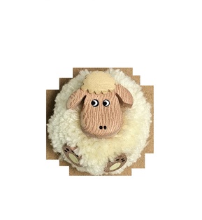 2Giocattoli per bambini Magnete in legno grande pecora con pompon