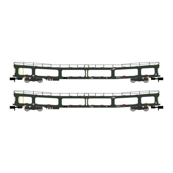 Arnold - Sncf 2-set Dd Dev 66 Autotransporter Green V (12/22) *arn-hn4412