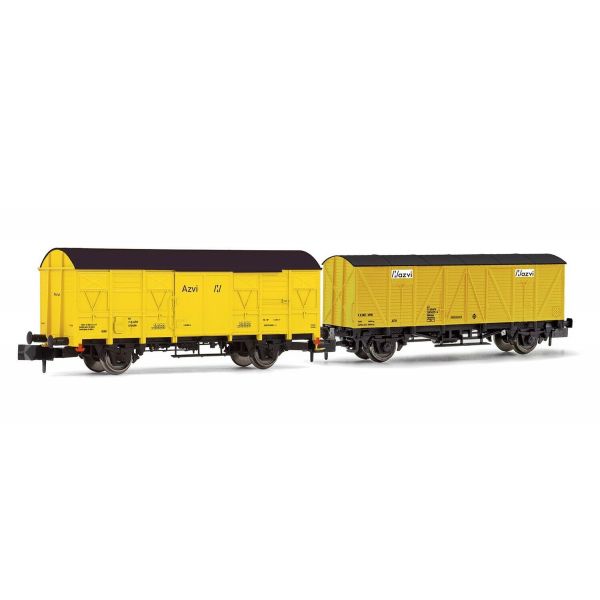 Arnold - Azvi 2-p 2-axle Closed Wagon J2 + J3 Yellow V-vi (6/22) *arn-hn6517