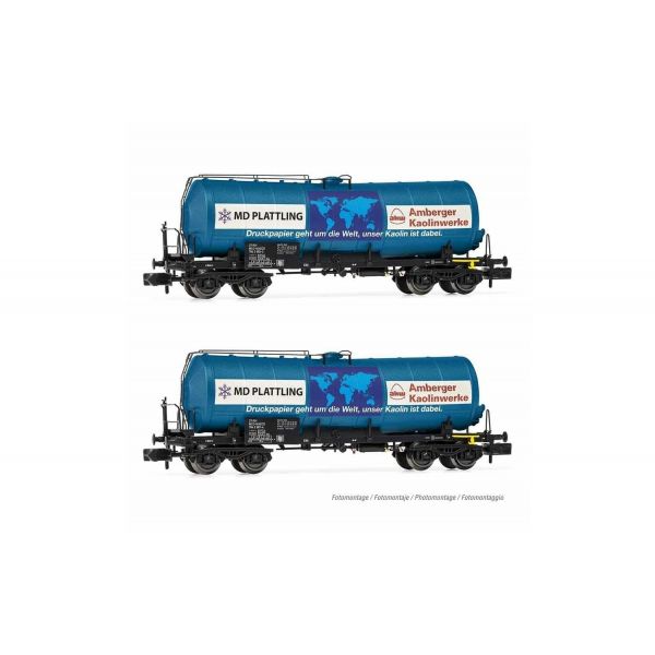 Arnold - Db Ag 2-unit 4-axle Tank Wagons Blue Amberger V-vi (6/21) * - ARN-HN6542