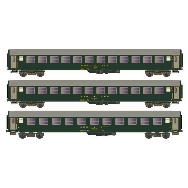 Kato - 3-tlg Wagenset Bm 2.kl. Altes Logo Grun Ib - KAT-K23011