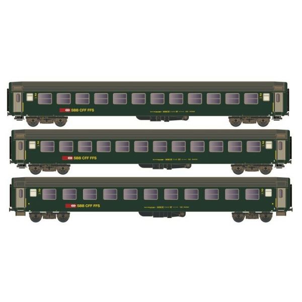 Kato - 3-tlg Wagenset Bm 2.kl. Neues Logo Grun Ib - KAT-K23012