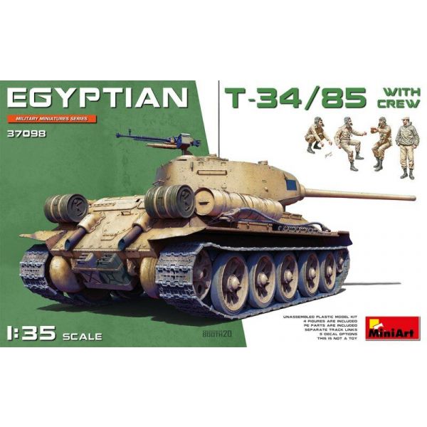 Miniart - 1/35 Egyptian T-34/85 With Crew - MIN37098