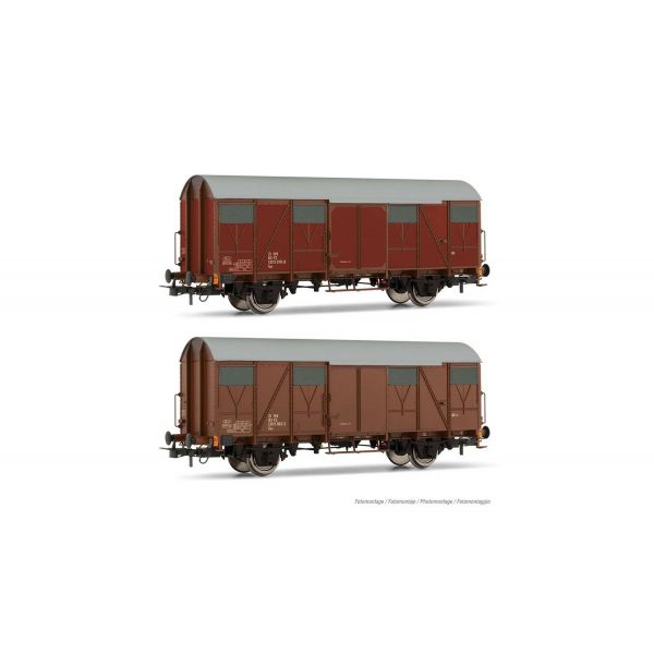 Rivarossi - Fs 2-units Pack Gs Closed Wagons Flat Iv (12/21) * - RIV-HR6505