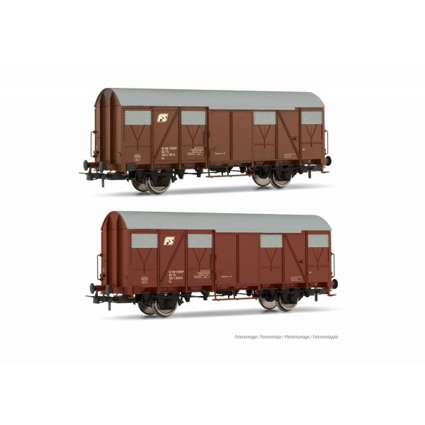 Rivarossi - Fs 2-units Pack Gs Closed Wagons Flat Iv-v (12/21) * - RIV-HR6506