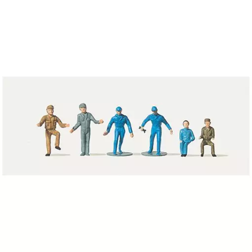 Lot de 6 personnages : chauffeurs routiers et mécaniciens - Merten 0215009 - HO 1/87