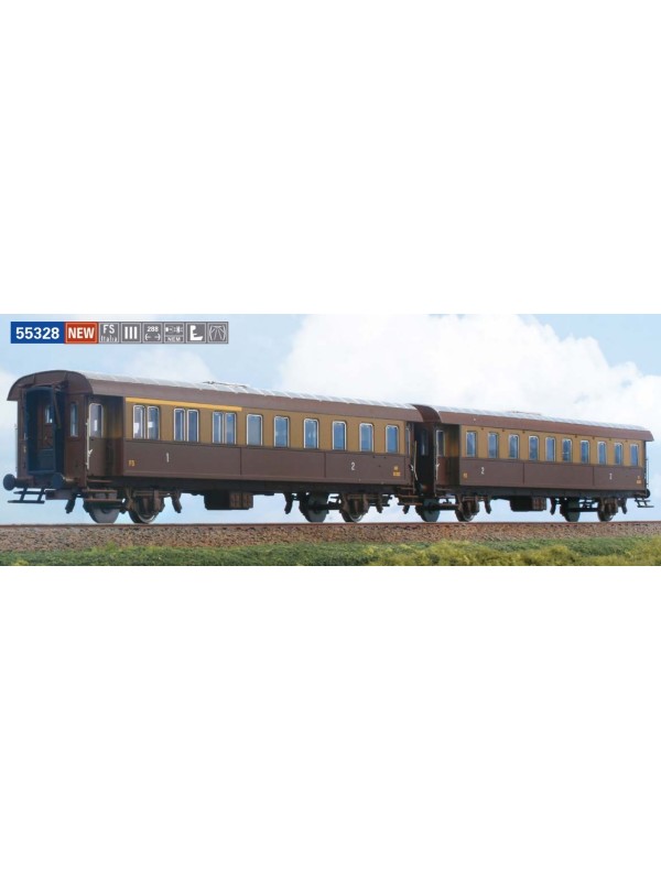 ACME 55328 Scala HO Set due carrozze a 2 assi FS livrea castano/isabella ep.III