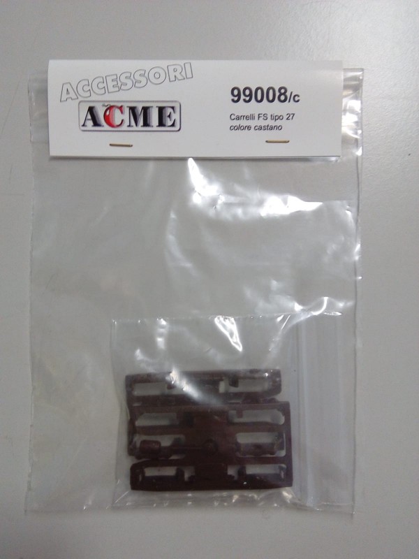 ACME 99008/C Scala HO Confezione due carrelli FS tipo 27 colore castano